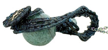 Load image into Gallery viewer, Steampunk Verdigris Hemo Jasper Pendant, Wire-Wrapped in Brass with Green Apatite