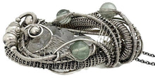 Load image into Gallery viewer, UV-Fluorescent, Mexican Hyalite Opal Wire-Wrapped Pendant in Sterling Silver with Fluorite
