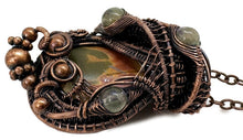 Load image into Gallery viewer, Picasso Jasper Wire Wrapped Pendant in Bronze with Labradorite - Heather Jordan Jewelry