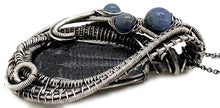 Load image into Gallery viewer, Trilobite Fossil Pendant: Blue Kyanite and Sterling Silver Wire Wrap