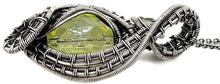 Load image into Gallery viewer, UV-Reactive Glass Pendant in Sterling Silver with Watch Gear: Steampunk Jewelry