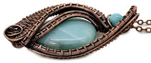 Load image into Gallery viewer, Amazonite Mini Woven Teardrop Pendant: Bronze Wire Wrap with Peruvian Blue Opal - Heather Jordan Jewelry