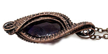 Load image into Gallery viewer, Amethyst Mini Woven Teardrop Pendant with Garnet: Bronze Wire Wrap - Heather Jordan Jewelry