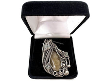 Load image into Gallery viewer, Petoskey Stone Wire-Wrapped Pendant with Aquamarine in Sterling Silver - Heather Jordan Jewelry
