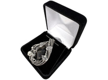 Load image into Gallery viewer, UV-Fluorescent, Black Rose Fluorite Pendant with Herkimer Diamonds: Sterling silver wire wrap