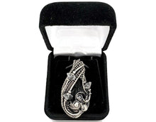 Load image into Gallery viewer, Vivianite Crystal Pendant: Sterling Silver Wire-Wrapped with Herkimer Diamonds, Gothic Gemstone Jewelry - Heather Jordan Jewelry