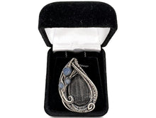 Load image into Gallery viewer, Trilobite Fossil Pendant: Blue Kyanite and Sterling Silver Wire Wrap