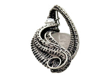 Load image into Gallery viewer, Rose Quartz Mini Woven Teardrop Pendant with Rainbow Moonstone: Sterling Silver Wire Wrap - Heather Jordan Jewelry