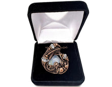 Load image into Gallery viewer, Rainbow Moonstone &amp; Herkimer Diamond Pendant: Bronze Wire Wrap Necklace - Heather Jordan Jewelry