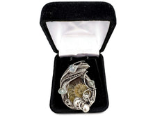 Load image into Gallery viewer, Ammonite Fossil Pendant with Aquamarine: Sterling Silver Wire Wrapped Shell Necklace - Heather Jordan Jewelry