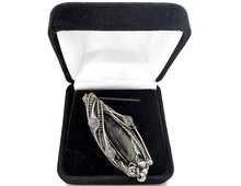 Load image into Gallery viewer, Stromatolite Pendant: Kambaba Jasper Fossil Necklace with Labradorite, Sterling Silver Wire Wrap - Heather Jordan Jewelry