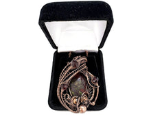 Load image into Gallery viewer, Dragon Blood Jasper Wire Wrapped Pendant in Bronze with Garnet - Heather Jordan Jewelry