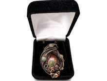Load image into Gallery viewer, Picasso Jasper Wire Wrapped Pendant in Bronze with Labradorite - Heather Jordan Jewelry