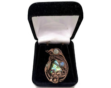 Load image into Gallery viewer, Iridescent Abalone Pua Shell Pendant with Labradorite Copper Wire Wrapped Ocean Jewelry - Heather Jordan Jewelry