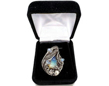 Load image into Gallery viewer, Wire-Wrapped Ethiopian Opal Pendant, Sterling Silver, Rainbow Moonstone Gemstone Jewelry - Heather Jordan Jewelry