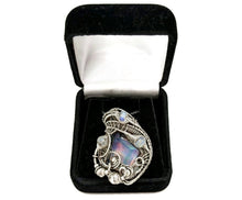 Load image into Gallery viewer, Aurora Opal Pendant: Sterling Silver Wire-Wrapped with Rainbow Moonstone - Heather Jordan Jewelry