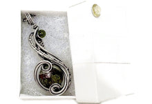Load image into Gallery viewer, Dragon Bloodstone Pendant with Swarovski Crystal, Sterling Silver Wire Wrap