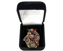 Load image into Gallery viewer, Red Liquid Steampunk Sensory Pendant: Bronze Wire-Wrapped Necklace with Swarovski Crystal - Heather Jordan Jewelry