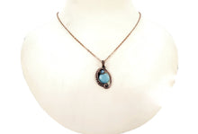 Load image into Gallery viewer, Mini Woven Circle Gemstone Pendant in Bronze with Swarovski Crystal