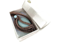 Load image into Gallery viewer, Amazonite Woven Teardrop Pendant with Peruvian Blue Opal: Bronze Wire Wrap