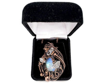 Load image into Gallery viewer, Rainbow Moonstone &amp; Herkimer Diamond Pendant: Bronze Wire Wrap Pendant Necklace - Heather Jordan Jewelry