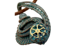 Load image into Gallery viewer, Verdigris Gemstone Steampunk Pendant: Copper Wire Wrap, Swirl Model
