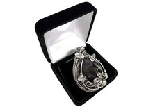 Load image into Gallery viewer, UV-Fluorescent, Black Rose Fluorite Druzy Pendant with Herkimer Diamonds: Sterling Silver Wire Wrap