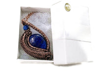 Load image into Gallery viewer, Lapis Lazuli Mini Woven Teardrop Pendant: Bronze Wire Wrap