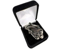 Load image into Gallery viewer, Black Kyanite Fan Pendant - Sterling Silver Wire-Wrap with Green Tourmaline Crystals