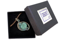 Load image into Gallery viewer, Verdigris Mini Woven Circle Gemstone Pendant in Copper