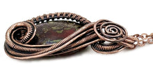 Load image into Gallery viewer, Dragon Bloodstone Wire-Wrapped Jewelry Set: Bronze Necklace &amp; Earrings with Swarovski Crystal Swish Design - Heather Jordan Jewelry