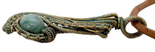 Load image into Gallery viewer, Custom Verdigris Gemstone Pendant, Brass Wire Wrap, "Comet" Model