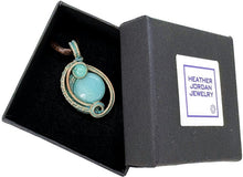 Load image into Gallery viewer, Verdigris Mini Woven Circle Gemstone Pendant in Copper
