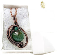 Load image into Gallery viewer, Mini Woven Circle Gemstone Pendant in Bronze with Swarovski Crystal