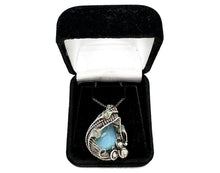 Load image into Gallery viewer, Peruvian Blue and Ethiopian Opal Pendant: Wire-Wrapped Sterling Silver Necklace, October Birthstone