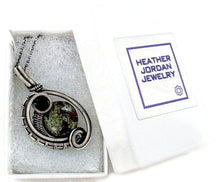 Load image into Gallery viewer, Gemstone Mini Woven Circle Pendant with Swarovski Crystal, Sterling Silver Wire Wrap