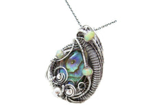Load image into Gallery viewer, Abalone and Ethiopian Welo Opal Pendant Wire Wrapped in Sterling Silver