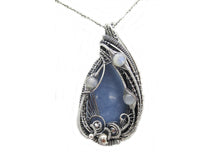Load image into Gallery viewer, Angelite &amp; Rainbow Moonstone Pendant in Sterling Silver