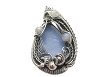 Load image into Gallery viewer, Angelite &amp; Rainbow Moonstone Pendant in Sterling Silver