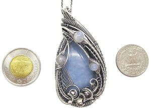 Angelite & Rainbow Moonstone Pendant in Sterling Silver