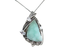 Load image into Gallery viewer, Aragonite Druzy Pendant, Wire-Wrapped in Sterling Silver with Herkimer Diamonds