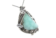 Load image into Gallery viewer, Aragonite Druzy Pendant, Wire-Wrapped in Sterling Silver with Herkimer Diamonds