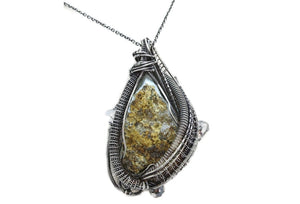 Aragonite Druzy Pendant, Wire-Wrapped in Sterling Silver with Herkimer Diamonds