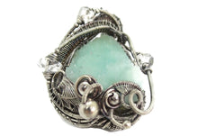 Load image into Gallery viewer, Aragonite Druzy Pendant, Wire-Wrapped in Sterling Silver with Herkimer Diamonds