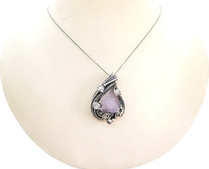 Amethyst Spirit Quartz Druzy Pendant with Herkimer Diamonds, Wire-Wrapped in Sterling Silver