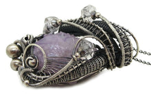 Load image into Gallery viewer, Amethyst Spirit Quartz Druzy Pendant with Herkimer Diamonds, Wire-Wrapped in Sterling Silver