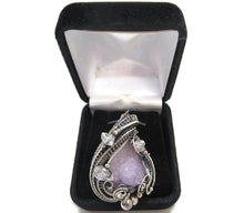 Load image into Gallery viewer, Amethyst Spirit Quartz Druzy Pendant with Herkimer Diamonds, Wire-Wrapped in Sterling Silver