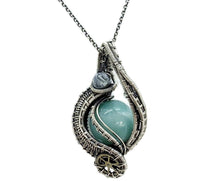 Load image into Gallery viewer, Custom Gemstone Steampunk Pendant, Wire-Wrapped in Sterling Silver