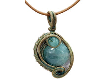 Load image into Gallery viewer, Verdigris Mini Woven Circle Gemstone Pendant in Brass