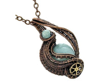 Load image into Gallery viewer, Custom Gemstone Steampunk Pendant, Wire-Wrapped in Bronze